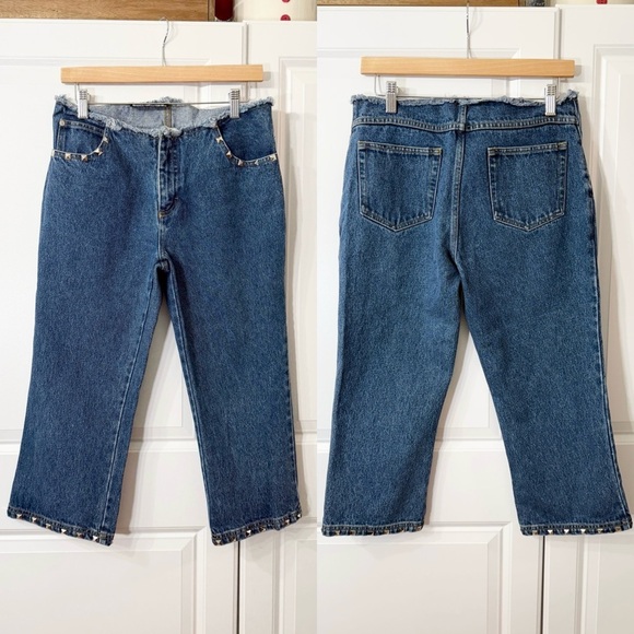 Vintage No boundaries 90s Y2K Studded Denim Capri Urban Outfitters Size 32 in - Picture 1 of 7